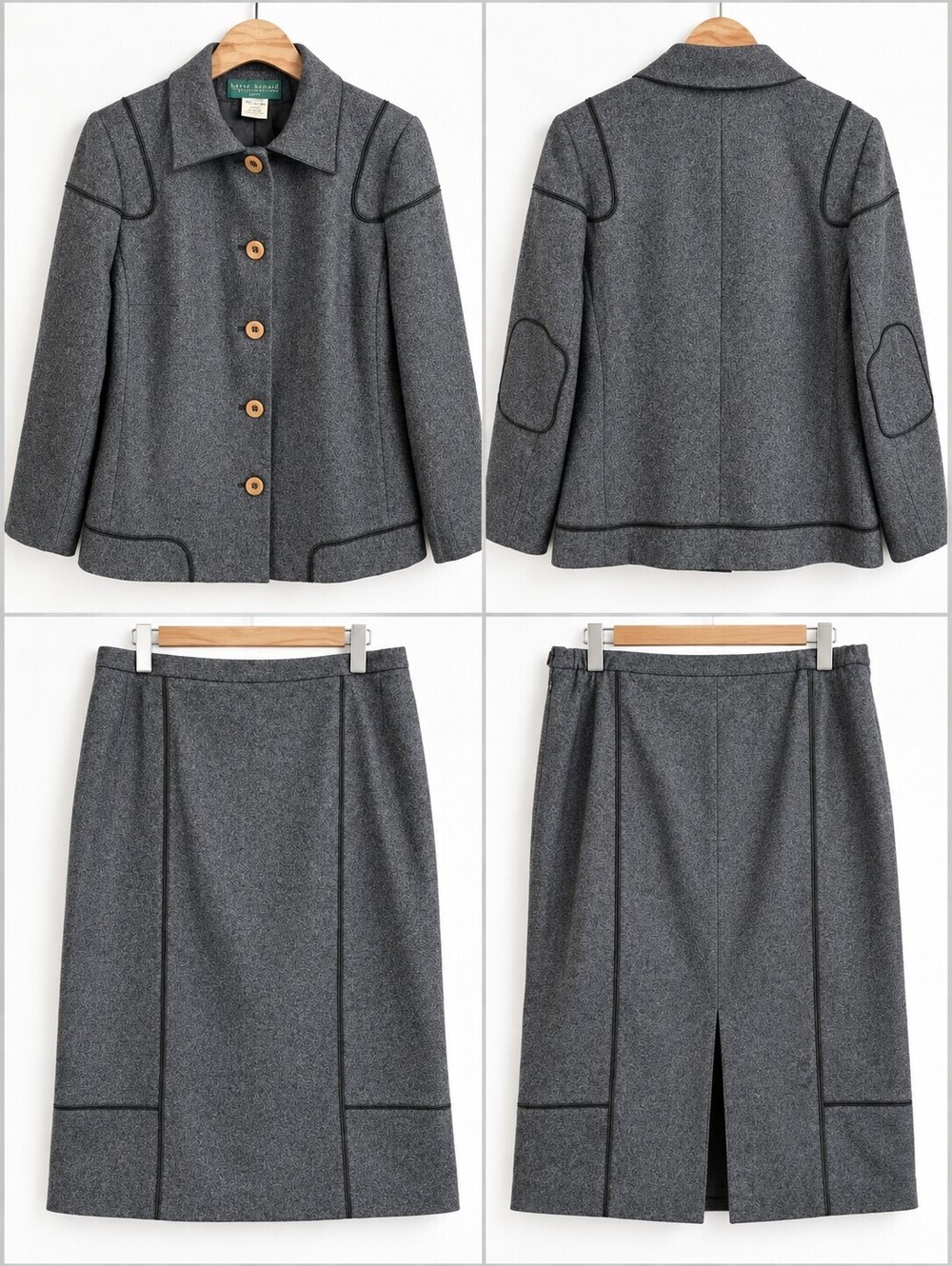 Harvé Benard By Benard Holtzman Women’s Gray Wool Blend 2-Piece Skirt Suit
